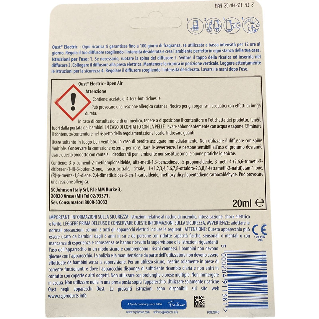 Oust elettrico diffusore + ricarica elimina odori 20 ml