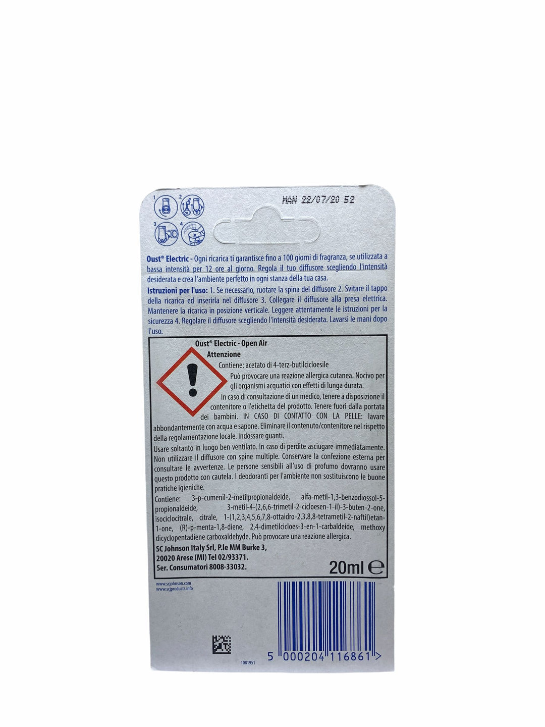 Oust elettrico ricarica elimina odori 20 ml