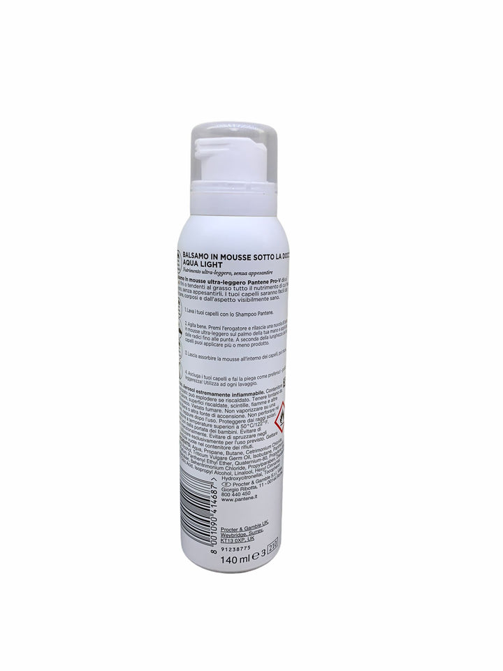 Pantene balsamo mousse spray aqua light capelli fini e grassi 140 ml