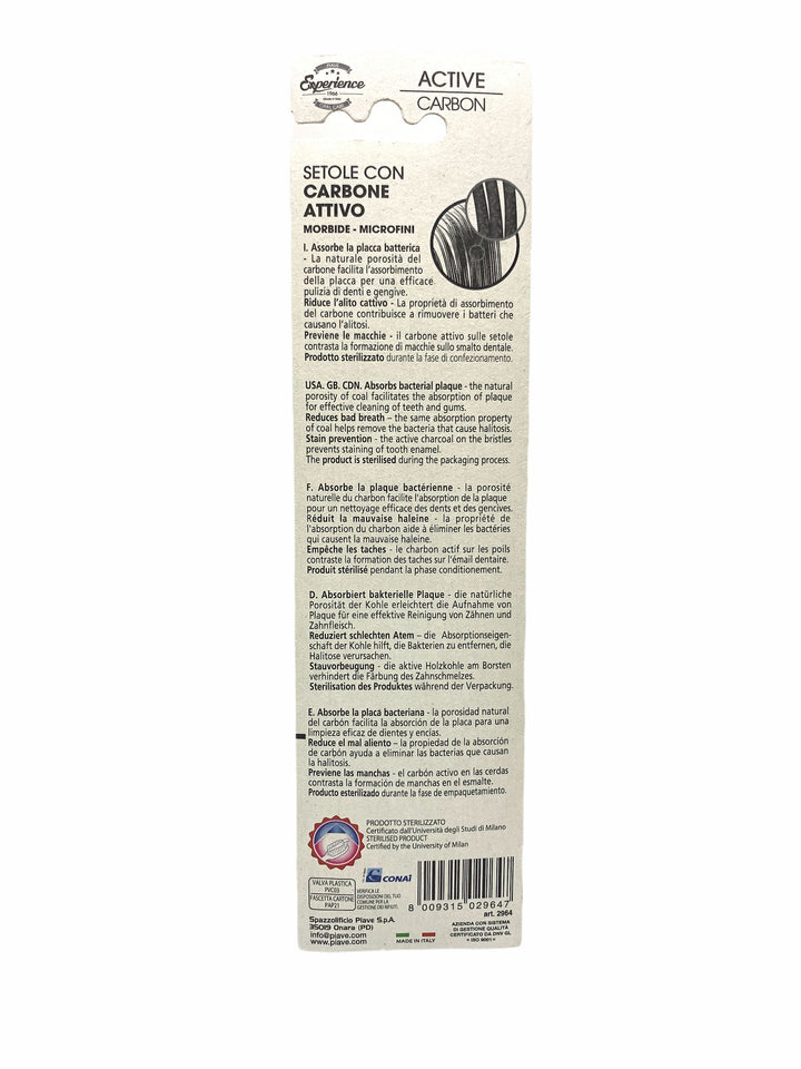 Piave spazzolino active carbon setole con carbone attivo