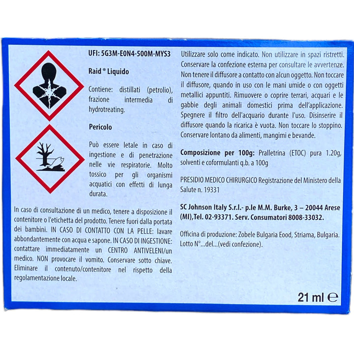 Raid liquido diffusore + ricarica 30 notti 21 ml