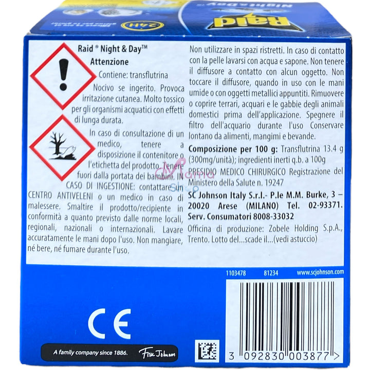 Raid night&day 1 diffusore + 1 ricarica 200 ore