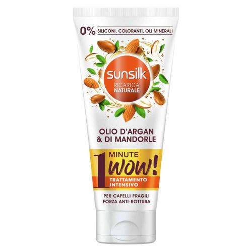 Sunsilk ricarica naturale trattamento 1 minute con olio d'argan e di mandorle per capelli fragili 180 ml