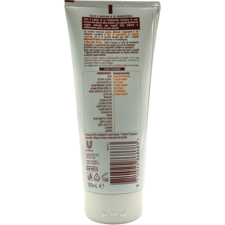Sunsilk ricarica naturale trattamento 1 minute con olio d'argan e di mandorle per capelli fragili 180 ml