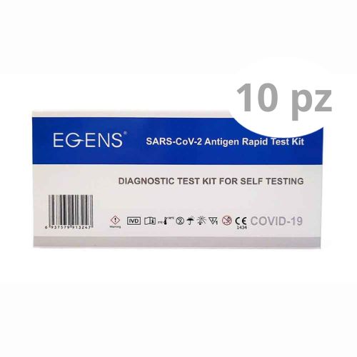 Tampone rapido Egens, 10 pezzi test Covid-19 autodiagnostico Scadenza 08/24