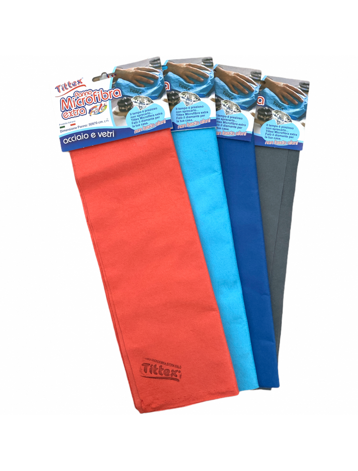 Tittex panno microfibra extra acciaio e vetri 50x70 colori assortiti 1 pezzo