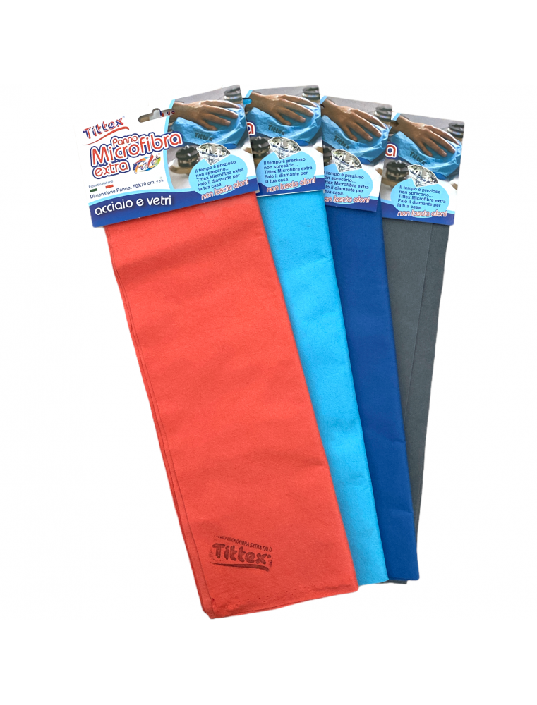 Tittex panno microfibra extra acciaio e vetri 50x70 colori assortiti 1 pezzo