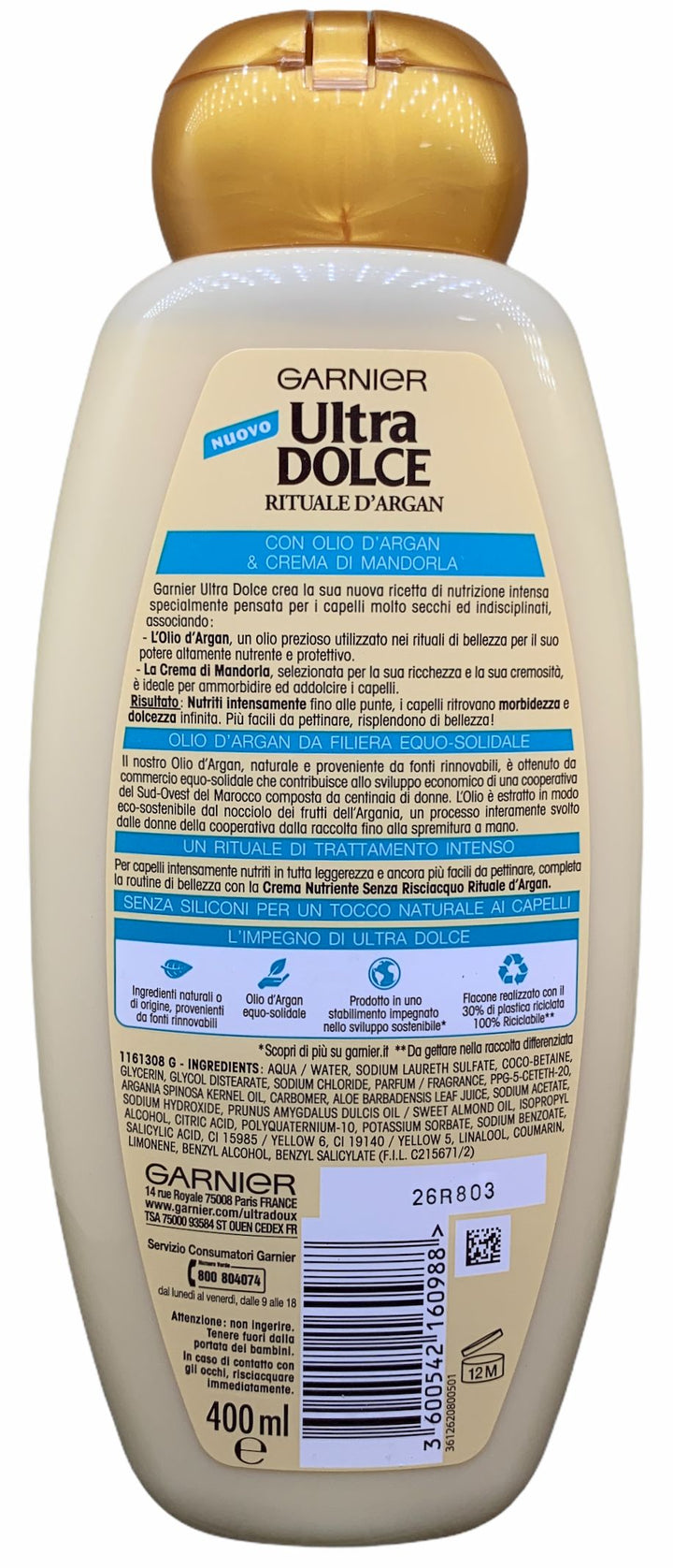 Ultra dolce shampoo rituale d'argan con olio d'argan del marocco 400 ml