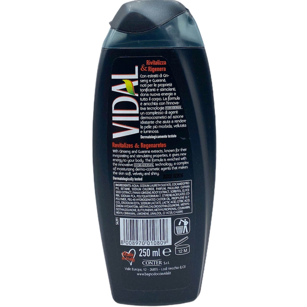 Vidal bagno doccia energy sport ginseng e guaranà 500 ml