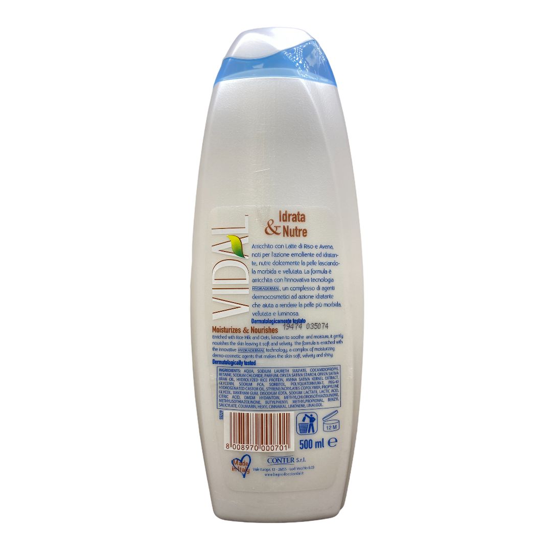 Vidal bagno schiuma milk & cream avena e latte di riso 500 ml