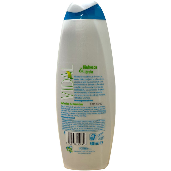 Vidal bagnodoccia coconut water con acqua di cocco e monoi 500 ml