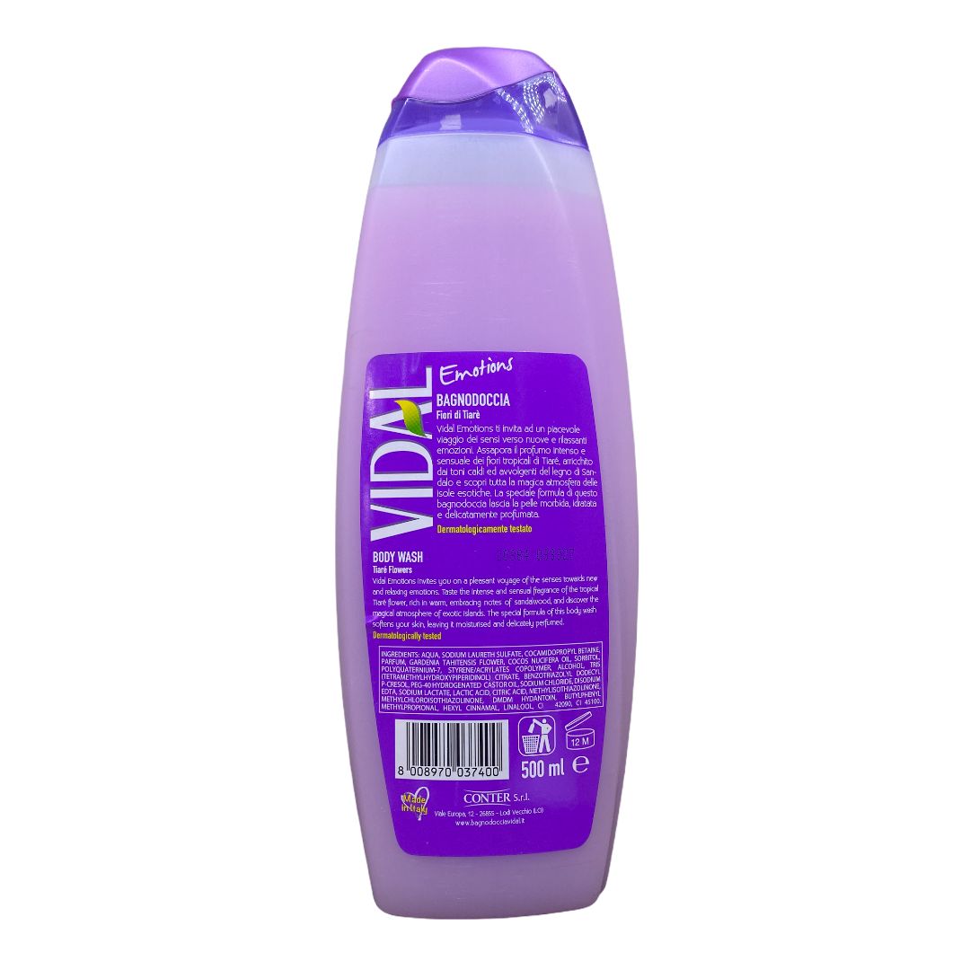 Vidal bagnodoccia emotion exotic love con fiori di tiarè 500 ml