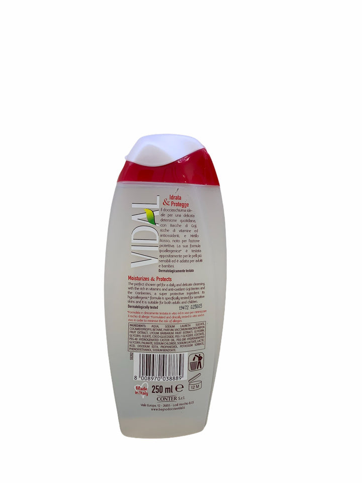 Vidal doccia schiuma bacche di goji e mirtillo rosso per pelli sensibili 250 ml
