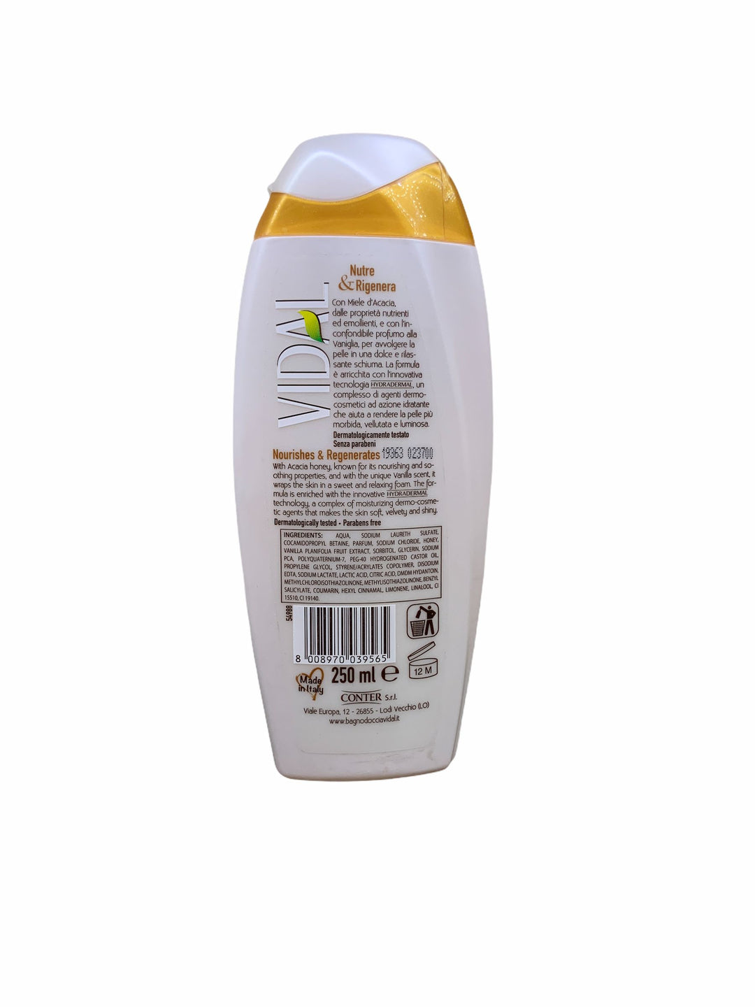 Vidal doccia schiuma honey e vanilla 250 ml