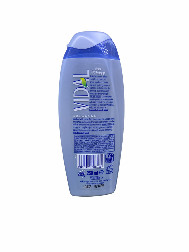 Vidal doccia schiuma talco liquido sensitive 250 ml