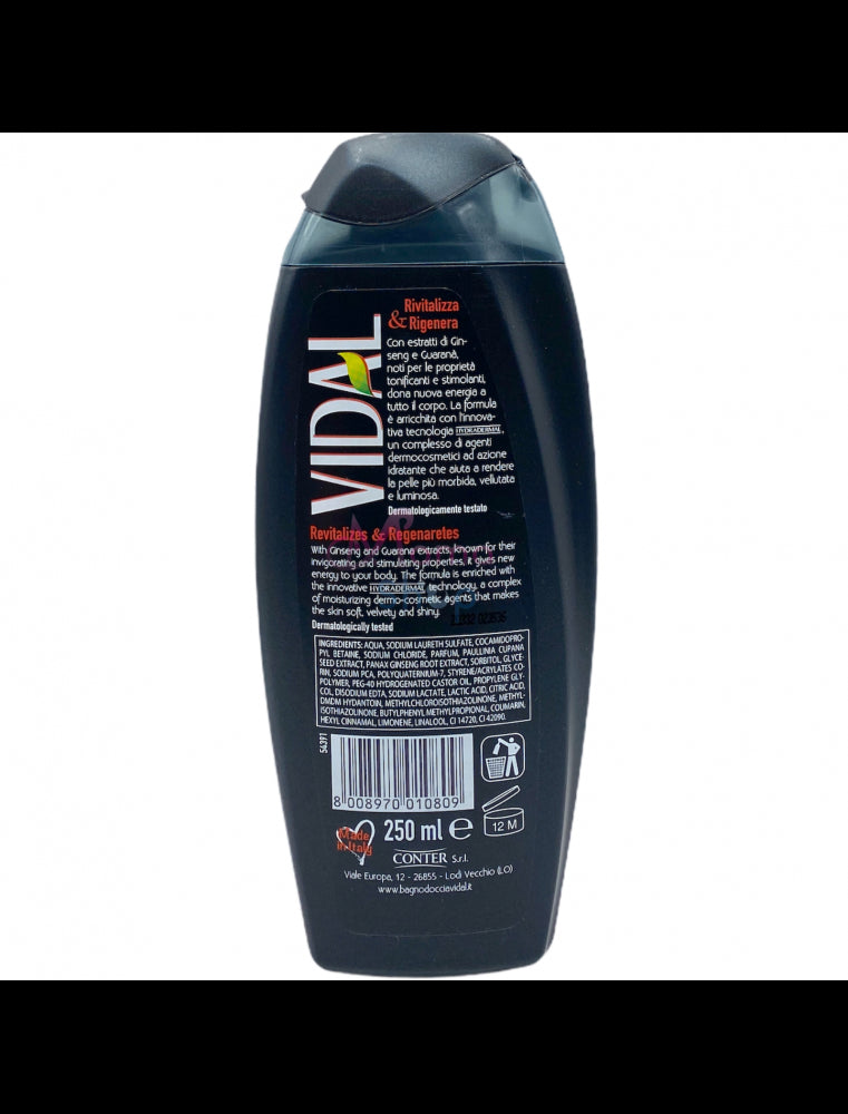 Vidal doccia shampoo energy sport ginseng e guaranà 250 ml